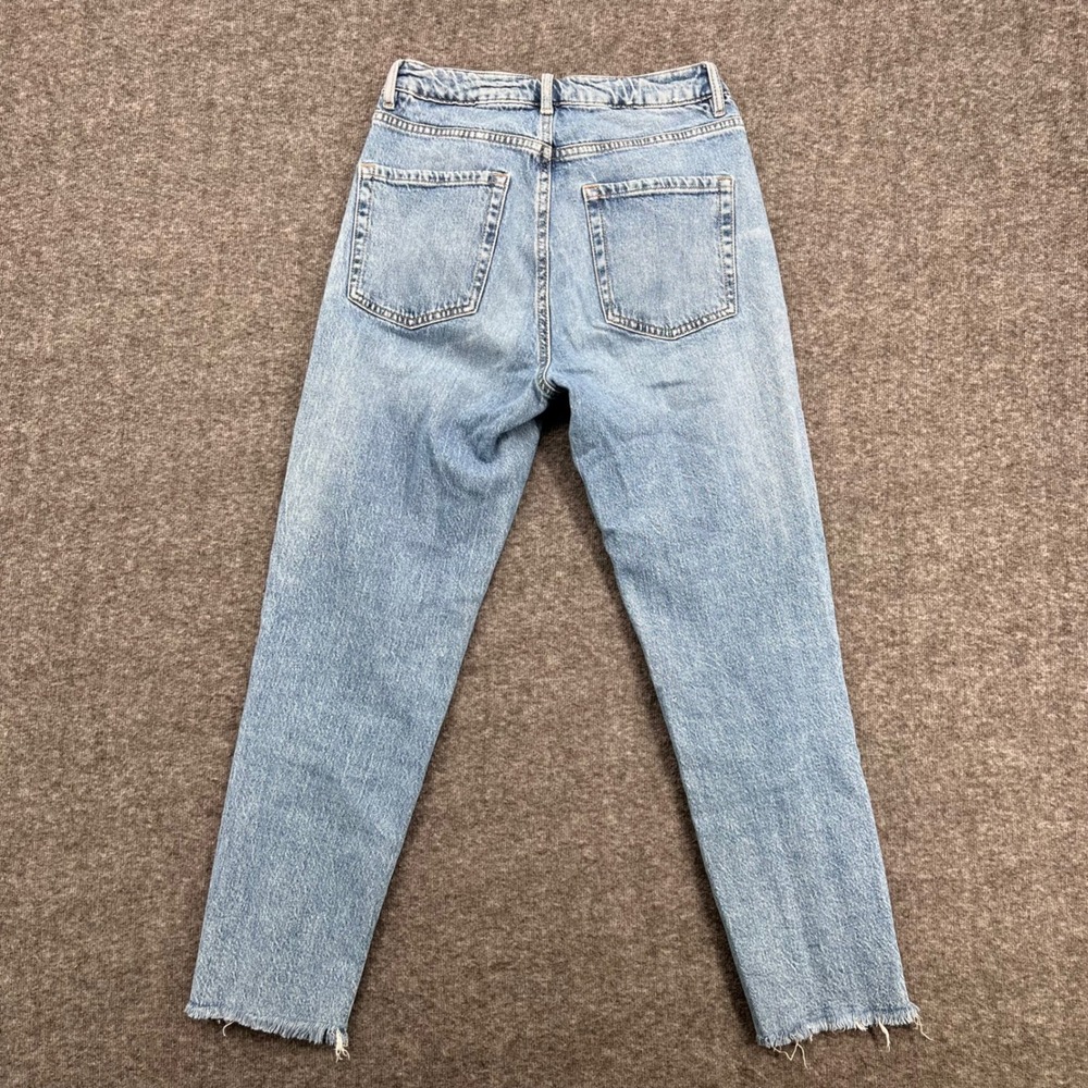 Garage Denim Mom Jeans Light Wash High‎ Rise Raw Hem Blue Size 3 Cropped - Picture 5 of 12